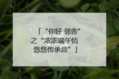 “你好 邻舍”之“浓浓端午情 悠悠传承意”