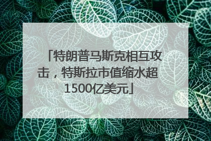 特朗普马斯克相互攻击，特斯拉市值缩水超1500亿美元