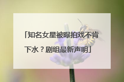 知名女星被曝拍戏不肯下水？剧组最新声明