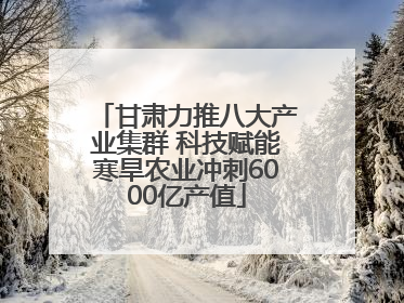 甘肃力推八大产业集群 科技赋能寒旱农业冲刺6000亿产值