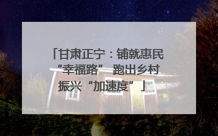 甘肃正宁：铺就惠民“幸福路” 跑出乡村振兴“加速度”