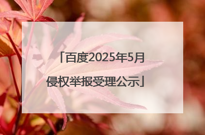 百度2025年5月侵权举报受理公示