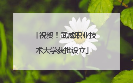 祝贺！武威职业技术大学获批设立