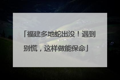 福建多地蛇出没！遇到别慌，这样做能保命