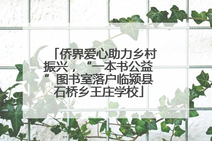 侨界爱心助力乡村振兴，“一本书公益”图书室落户临颍县石桥乡王庄学校