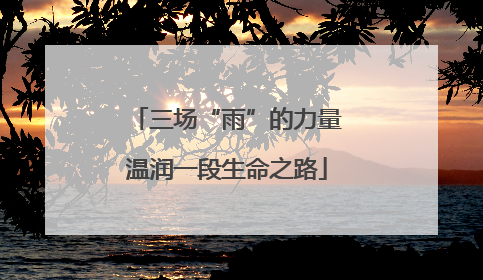 三场“雨”的力量温润一段生命之路