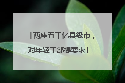两座五千亿县级市，对年轻干部提要求