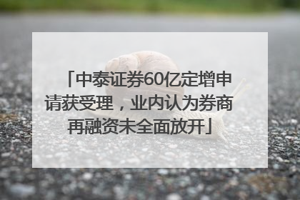 中泰证券60亿定增申请获受理，业内认为券商再融资未全面放开