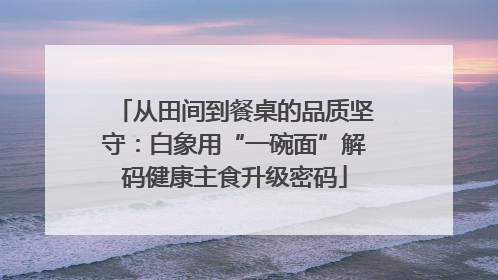 从田间到餐桌的品质坚守：白象用“一碗面”解码健康主食升级密码