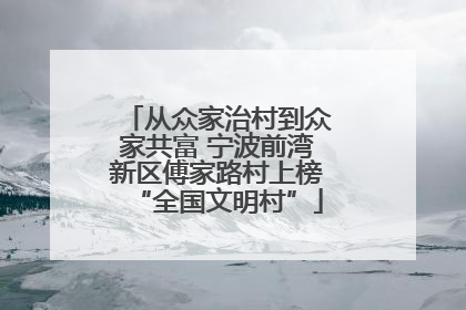 从众家治村到众家共富 宁波前湾新区傅家路村上榜“全国文明村”