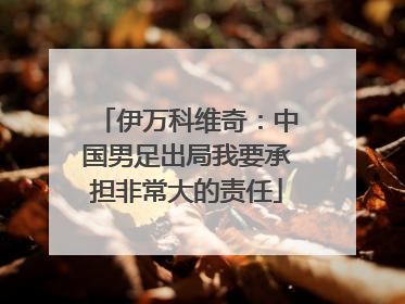 伊万科维奇：中国男足出局我要承担非常大的责任