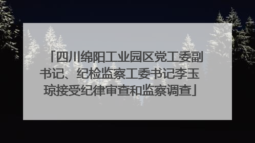 四川绵阳工业园区党工委副书记、纪检监察工委书记李玉琼接受纪律审查和监察调查