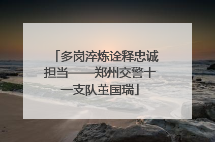多岗淬炼诠释忠诚担当——郑州交警十一支队董国瑞