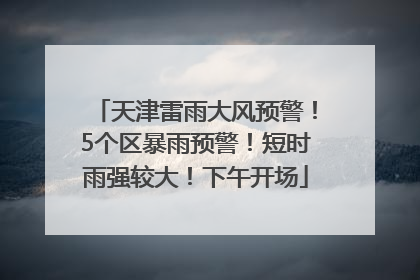 天津雷雨大风预警！5个区暴雨预警！短时雨强较大！下午开场
