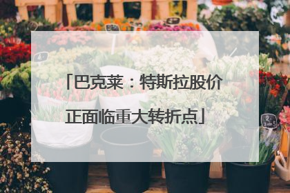 巴克莱：特斯拉股价正面临重大转折点