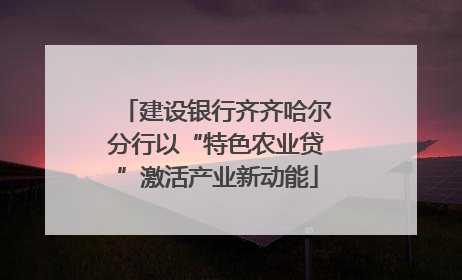 建设银行齐齐哈尔分行以“特色农业贷”激活产业新动能