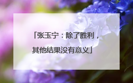 张玉宁：除了胜利，其他结果没有意义