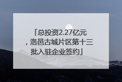总投资2.27亿元，洛邑古城片区第十三批入驻企业签约