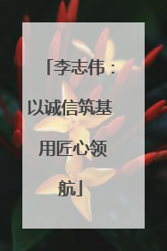 李志伟：以诚信筑基 用匠心领航