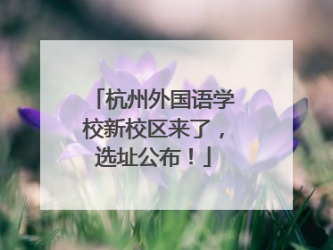 杭州外国语学校新校区来了，选址公布！