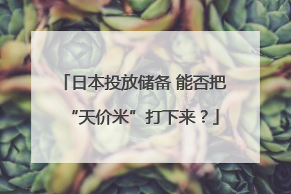 日本投放储备 能否把“天价米”打下来？
