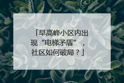 早高峰小区内出现“电梯矛盾”，社区如何破局？