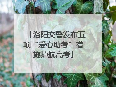 洛阳交警发布五项“爱心助考”措施护航高考