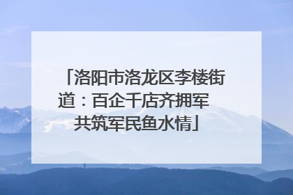 洛阳市洛龙区李楼街道：百企千店齐拥军 共筑军民鱼水情