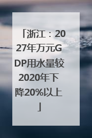 浙江：2027年万元GDP用水量较2020年下降20%以上