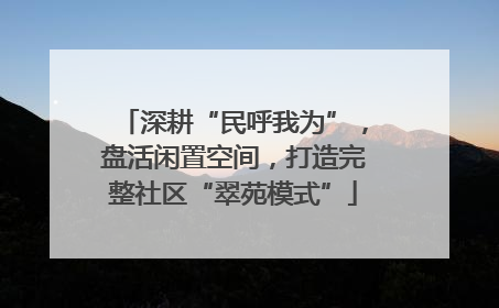 深耕“民呼我为”，盘活闲置空间，打造完整社区“翠苑模式”