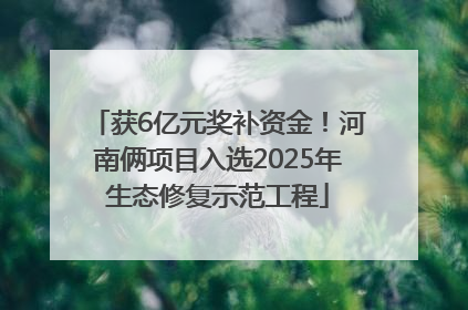 获6亿元奖补资金！河南俩项目入选2025年生态修复示范工程