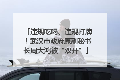 违规吃喝、违规打牌！武汉市政府原副秘书长周大鸿被“双开”