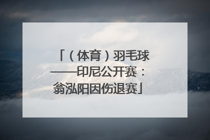 （体育）羽毛球——印尼公开赛：翁泓阳因伤退赛